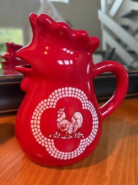 Temptations Bright Red Sassy Ceramic Rooster Pitcher